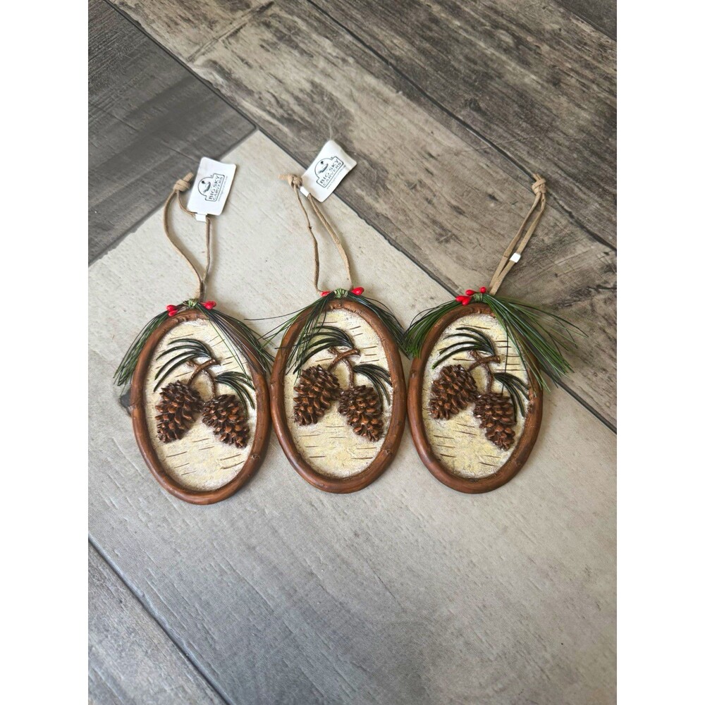 Big Sky Carvers Pinecone Ornament Lot of 3 Jeff Fleming Cabincore Christmas